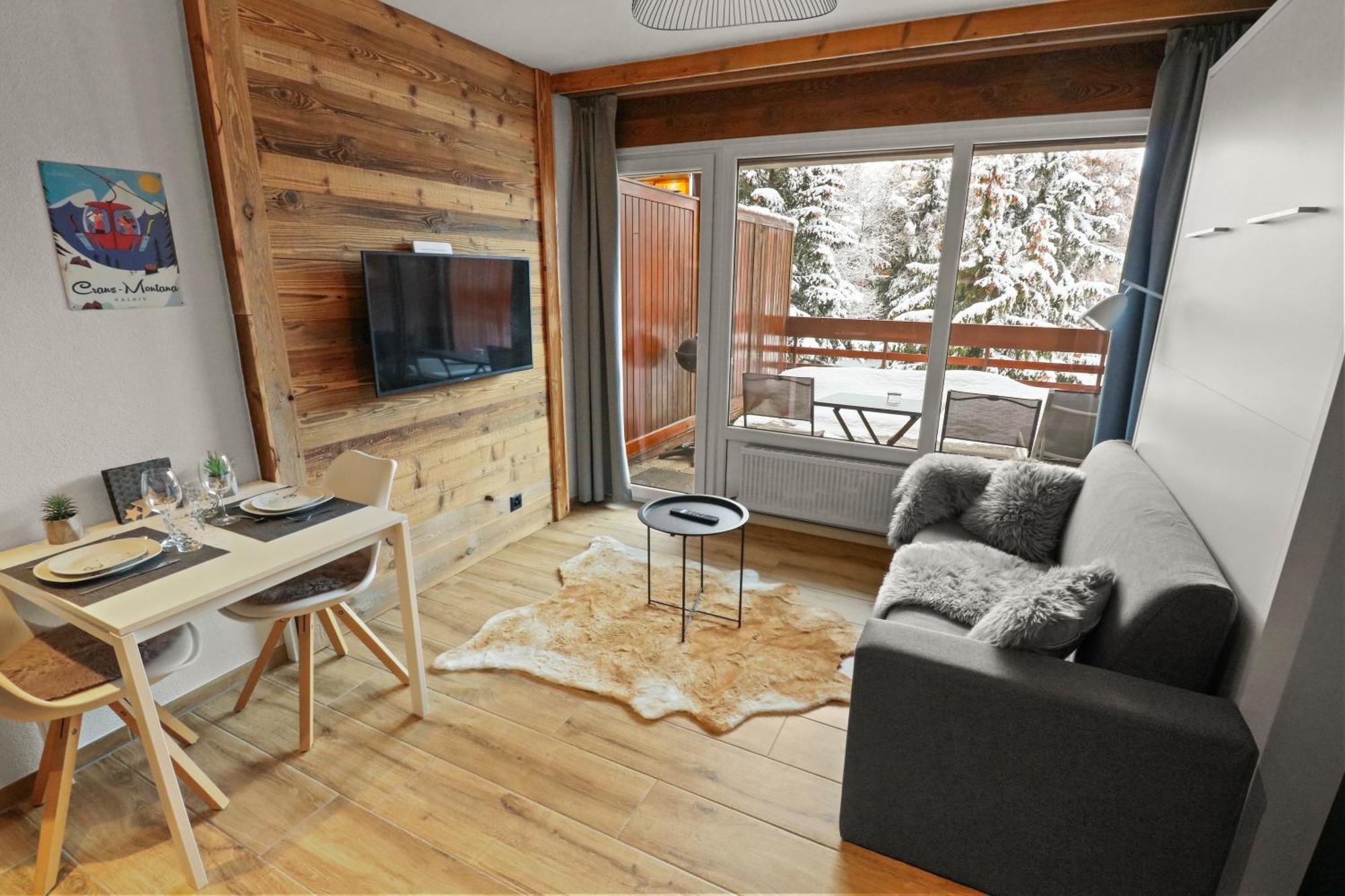 Joli Studio Avec Parking Gratuit Кран-Монтана Экстерьер фото
